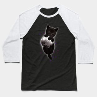 CAT HUGGING THE MOON Baseball T-Shirt